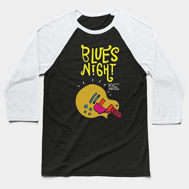 Blue Night Baseball T-Shirt by Music Lover